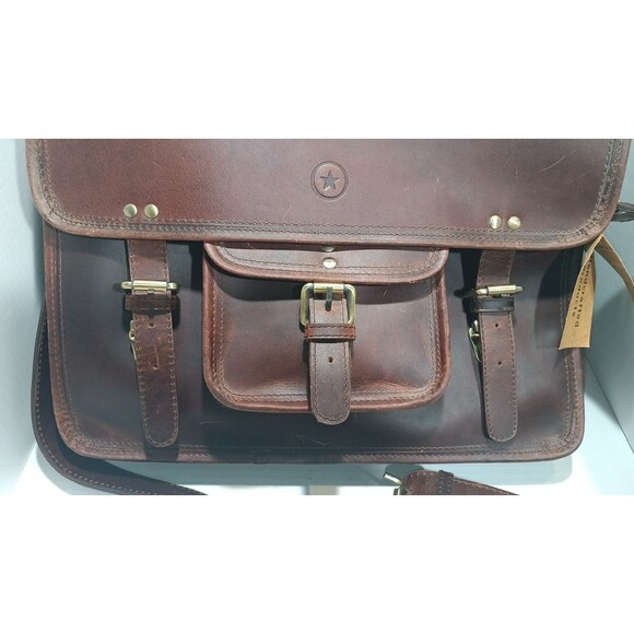 AARON LEATHER GOODS DARK BROWN Briefcase BAG  SPAIN - Picture 4 of 16
